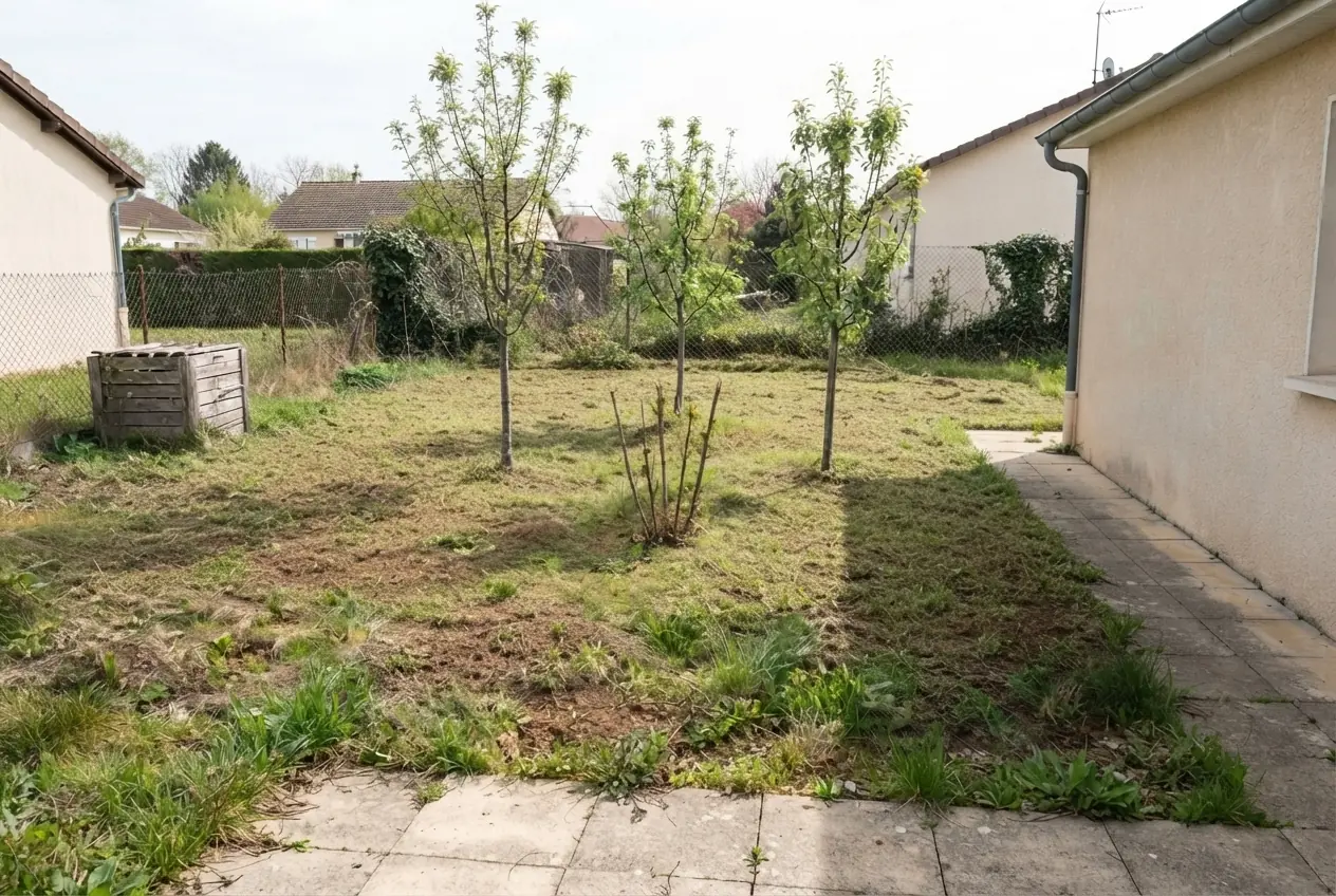 Jardin dégagé après nettoyage des broussailles à Malissard