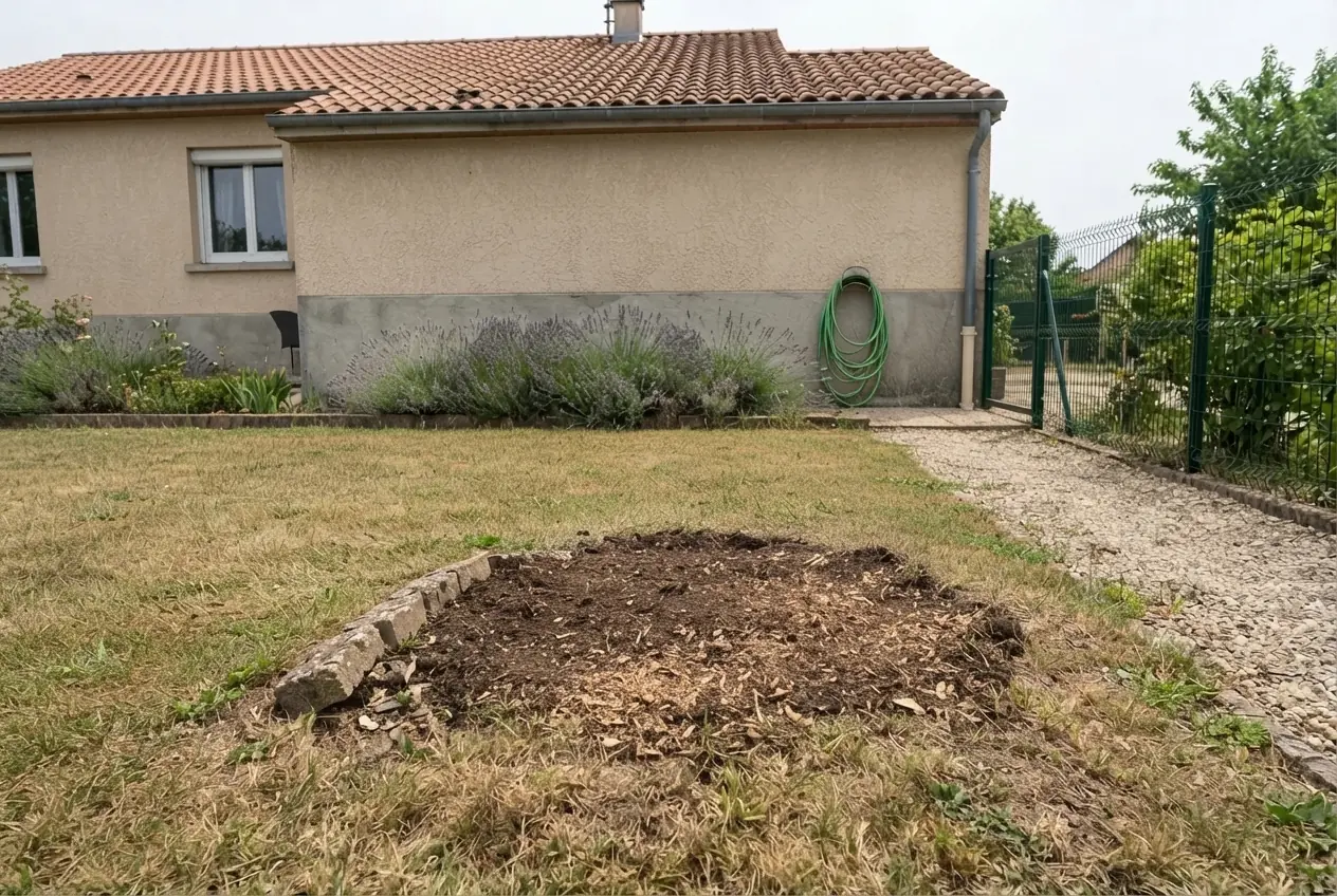 Sol nivelé après rognage de souche à Saint-Péray