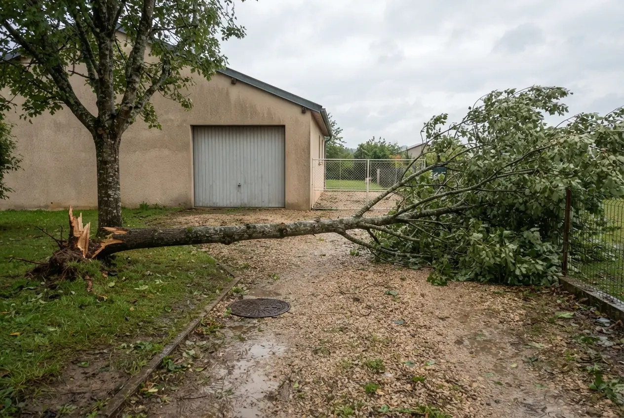Arbre couché bloquant un accès à Malissard