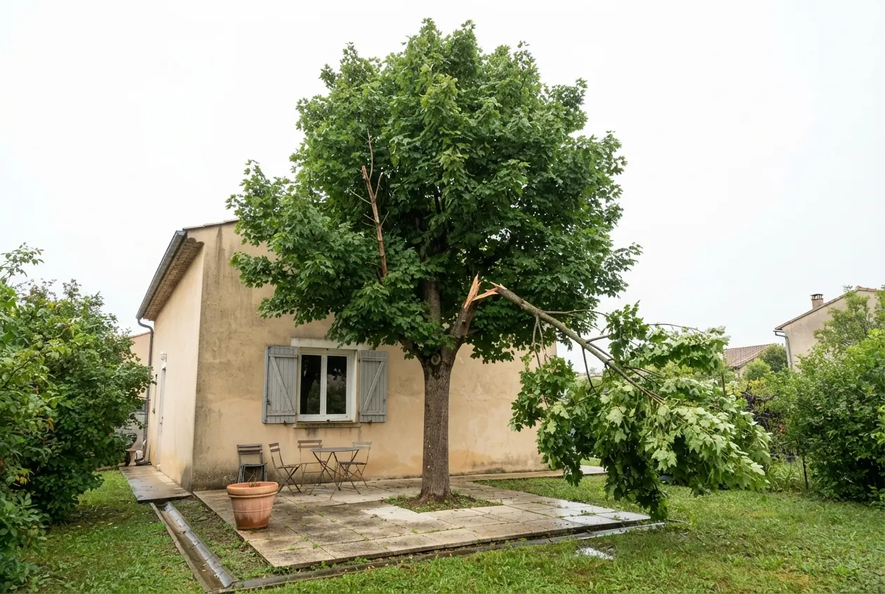 Branche dangereuse avant intervention à Valence